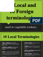 10 Local and 10 Foreign Terminologies: Used in Vegetable Cookery