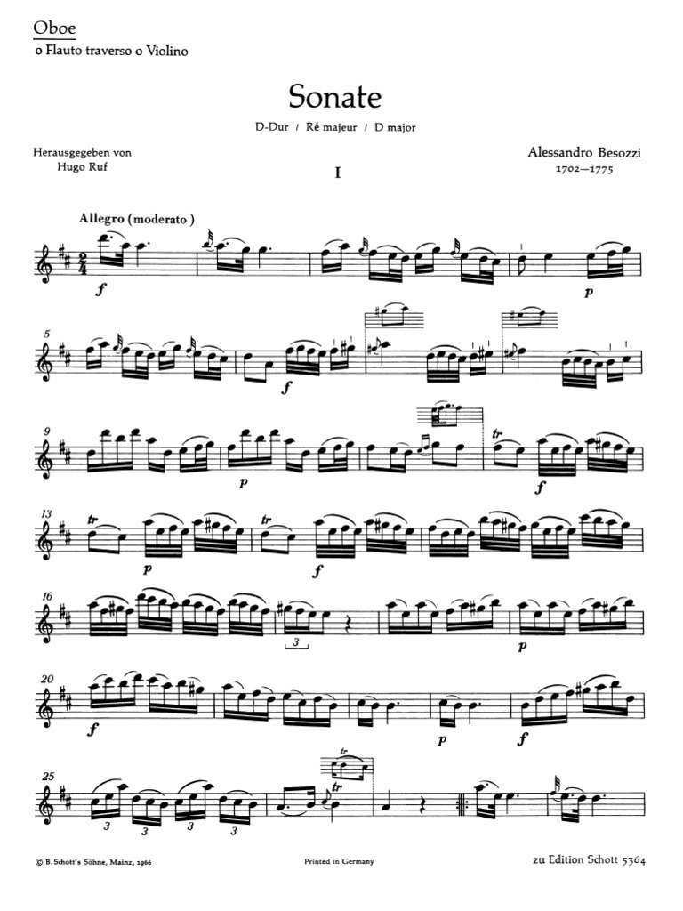 Besozzi Oboe Sonata in D Major PDF