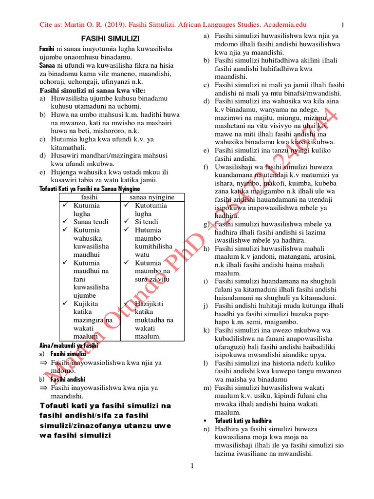 Fasihi Simulizi Pdf