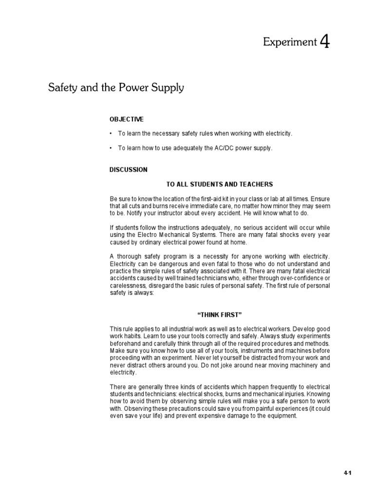 Safety and Power Supply PDF Power Supply Electrical Resistance