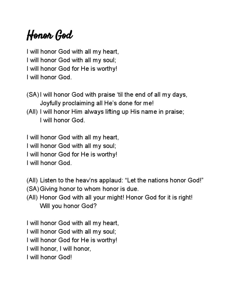 Honor God - Lyrics | PDF