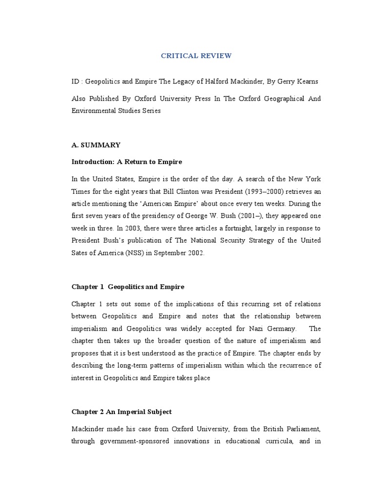 A. Summary Introduction: A Return To Empire: Critical Review | PDF ...