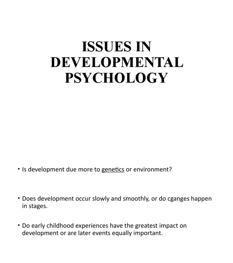 Issues in Developmental Psychology | PDF