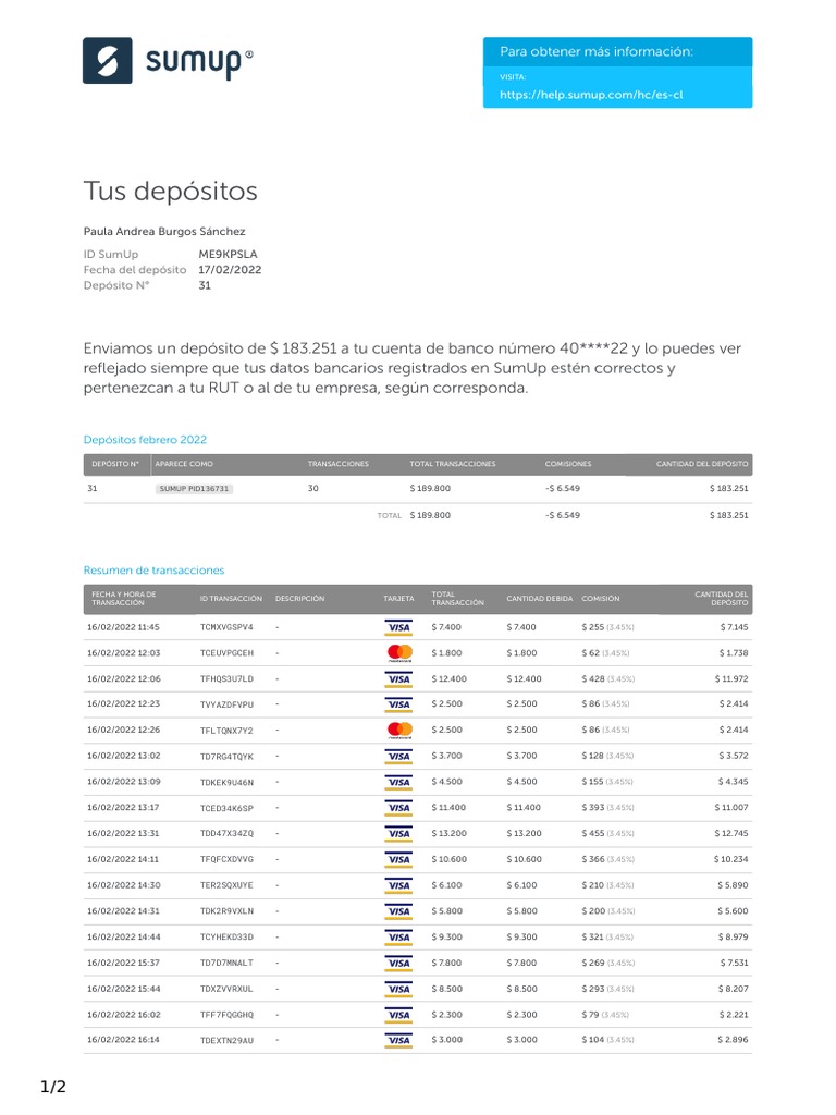 Sumup Payout Time