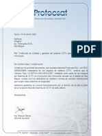 Certificado de Calidad y garantía del sistema CCTV para el edificio – Alto Venezuela (Cámara Tubo 2.0 MP-NP-HAC-HFW1200T)