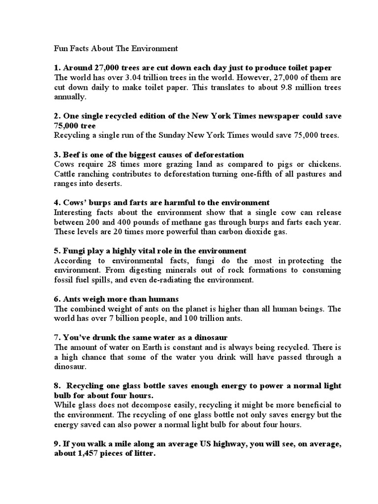 Fun Facts About The Environment | PDF | Home & Garden