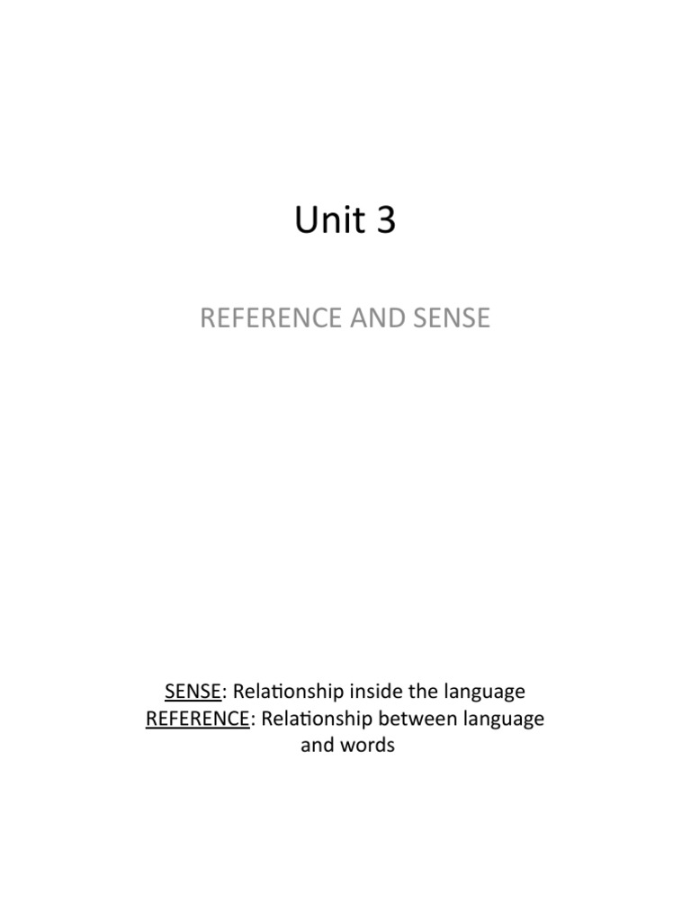Language Reference and Sense Explained | PDF