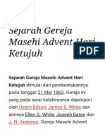 Sejarah Gereja Masehi Advent Hari Ketujuh - Wikipedia Bahasa Indonesia, Ensiklopedia Bebas