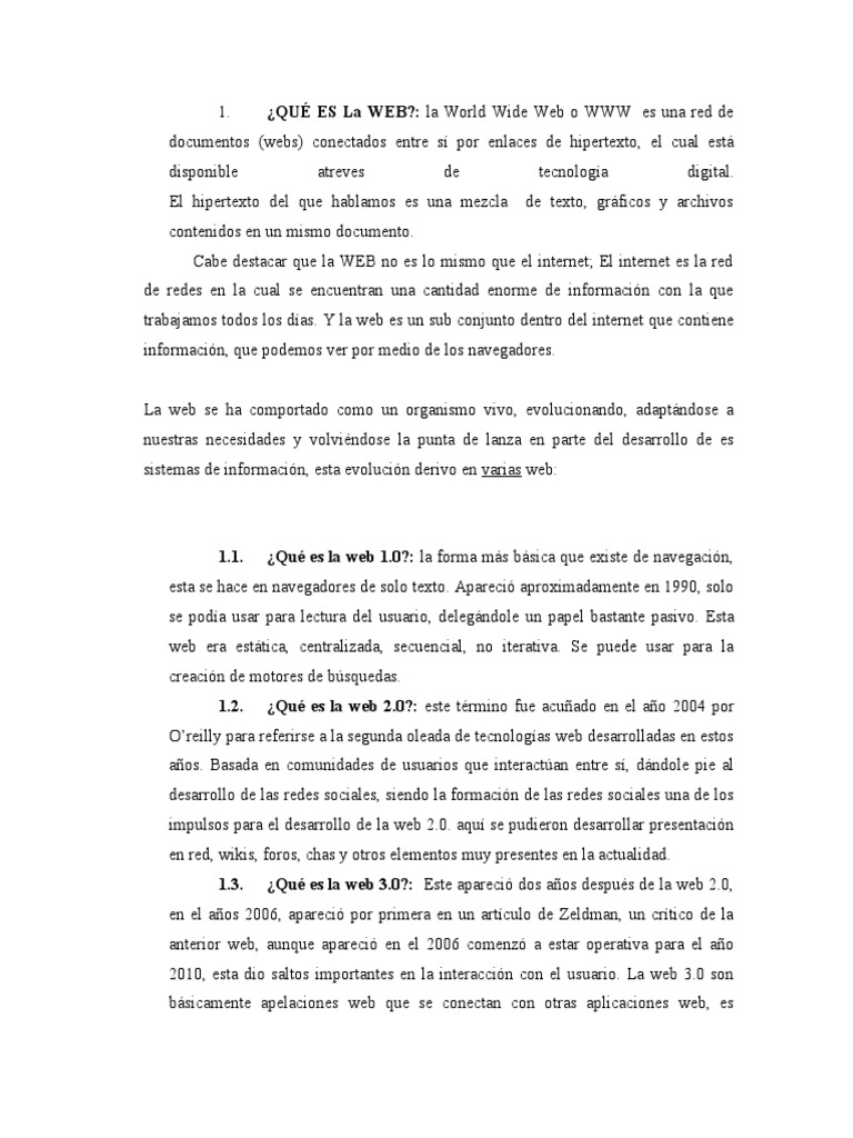 Definición y Evolución de la Web | PDF | Red mundial | Internet y web
