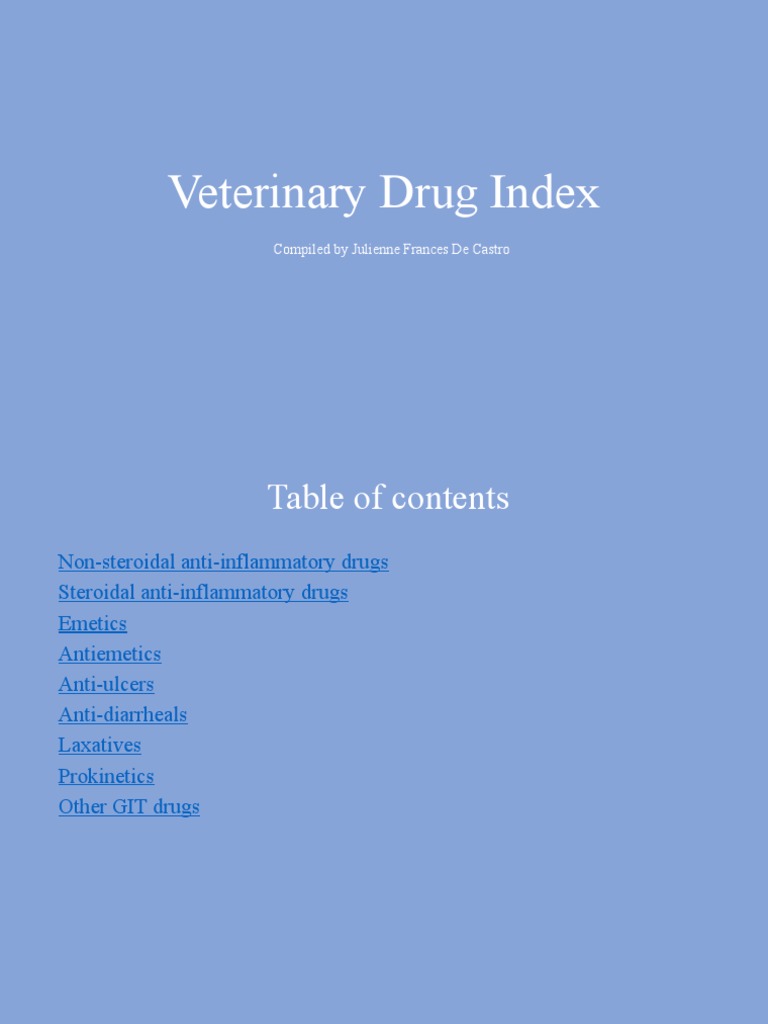 Veterinary Drug Index PDF Glucocorticoid Nonsteroidal Anti