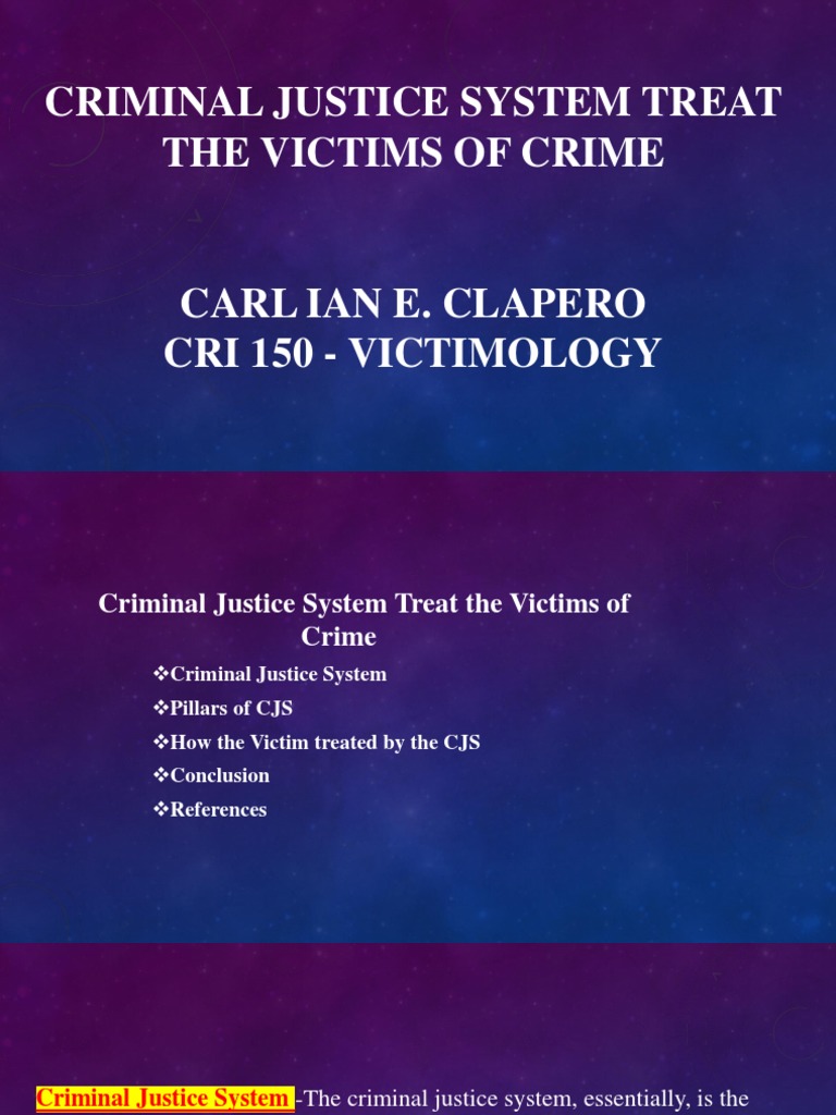 Criminal Justice System Treat The Victims of Crime PDF Crime