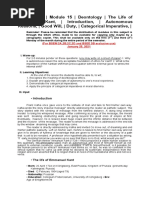 GE-8 Ethics - Module 15 - Deontology - The Life of Emmanuel Kant, - Introduction, - Autonomous Reasons, - Good Will, - Duty, - Categorical Imperative