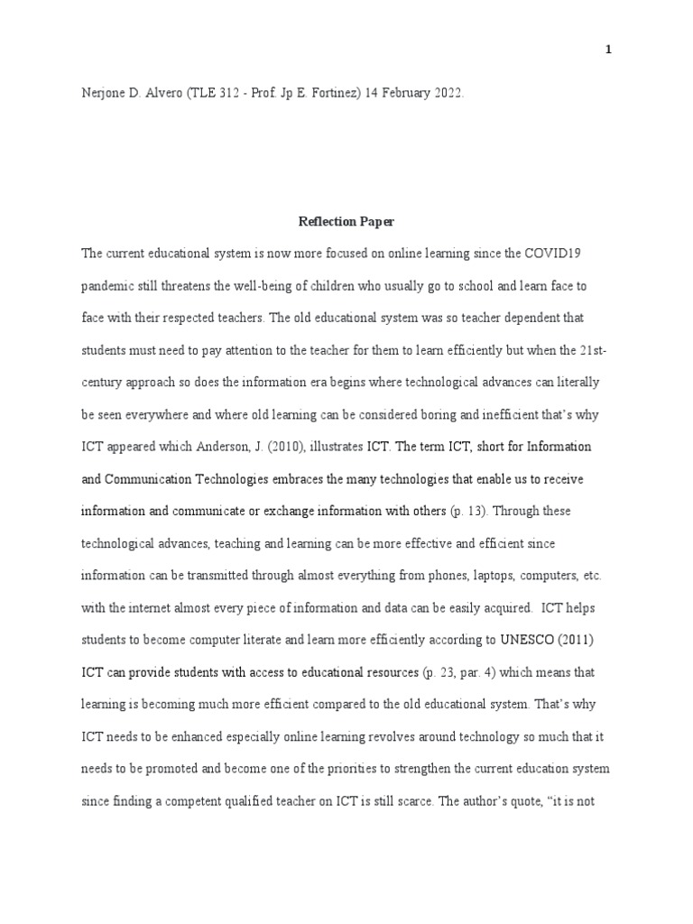 Reflection On ICT Principles | PDF | Educational Technology ...