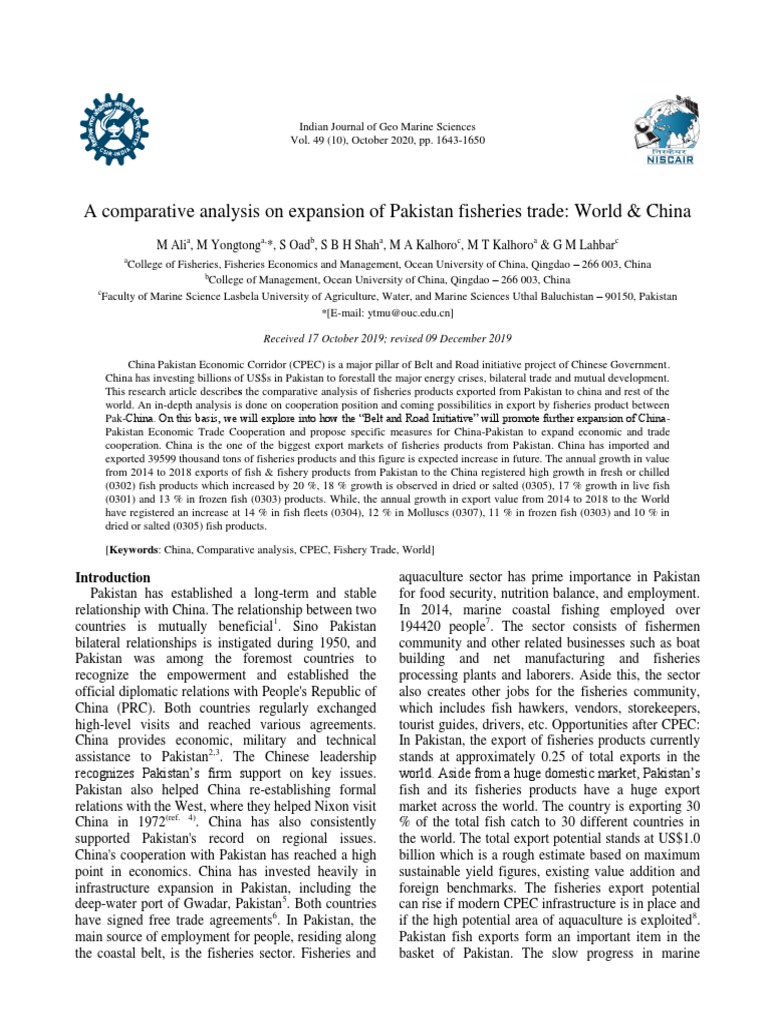 Pakistan Fisheries Trade Analysis: CPEC Impact | PDF | Fishery | Pakistan