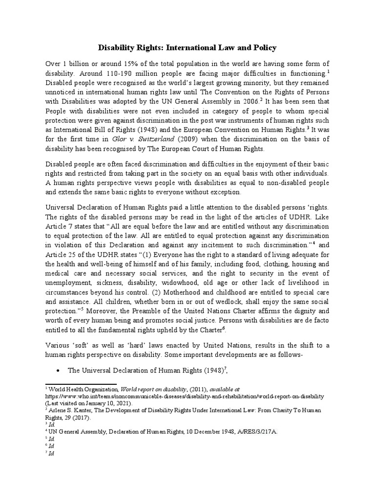 Disability Rights: International Law and Policy | PDF | Disability ...