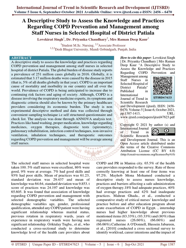 A Descriptive Study To Assess The Knowledge and Practices Regarding ...