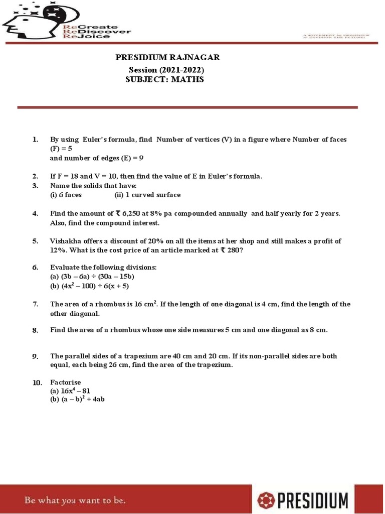 Grade 8 Worksheet | PDF