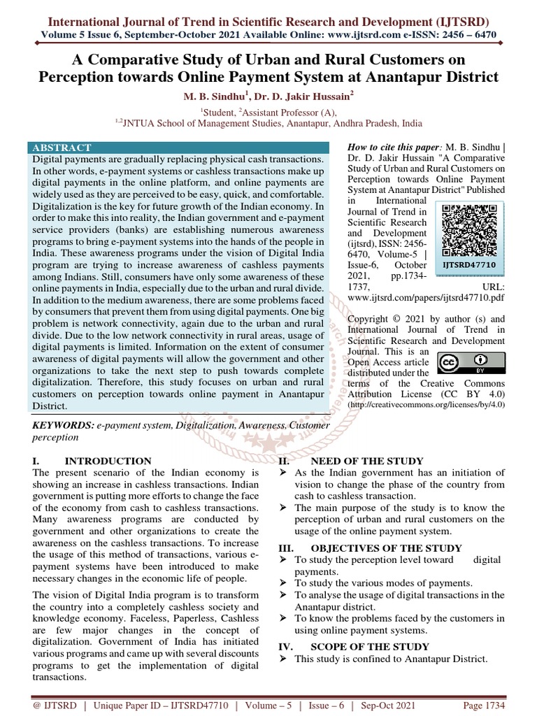 A Comparative Study of Urban and Rural Customers On Perception Towards ...