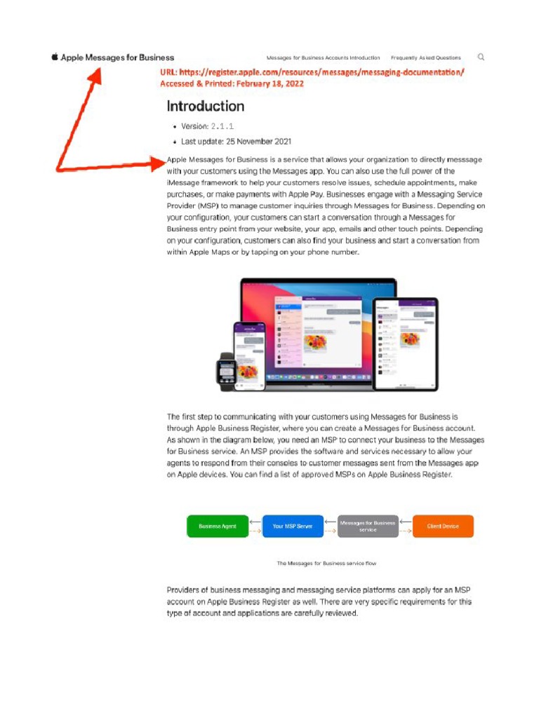 Apple Specimen For Trademark - Apple Messages For Business | PDF
