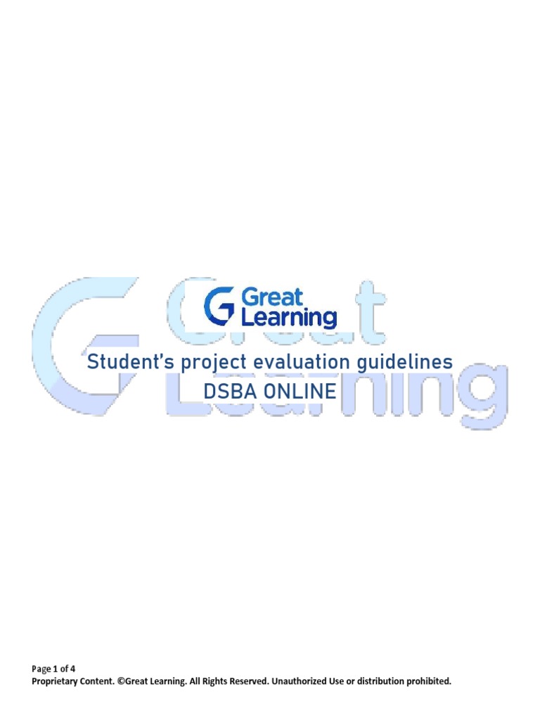 Student's Project Evaluation Guidelines Dsba Online: Page 1 of 4 | PDF ...
