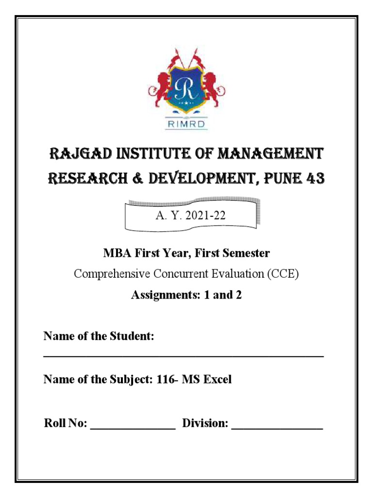 MS Excel CCE Assignments 2021-22 | PDF | Microsoft Excel | Computing