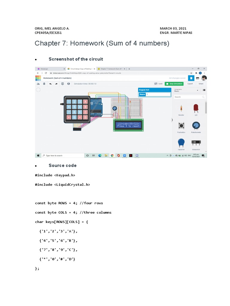 Arduino Keypad Sum Calculator Code | PDF | Computer Programming | Computing