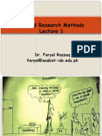 Applied Research Methods: Dr. Faryal Razzaq Faryal@szabist-Isb - Edu.pk