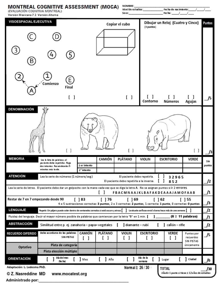 Moca test spanish 7 2 pdf