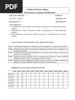 Calculus and Linear Algebra UG - First Semester (Common To All Branches)