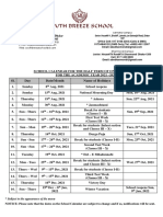 Sl. Day Date/Month Name of Holidays School - Reopens