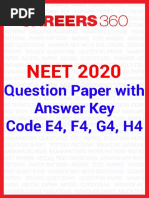 NEET 2020 Question Paper With Answer Key E4 F4 G4 H4