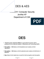 Des & Aes: 19CSE311 Computer Security Jevitha KP Department of CSE