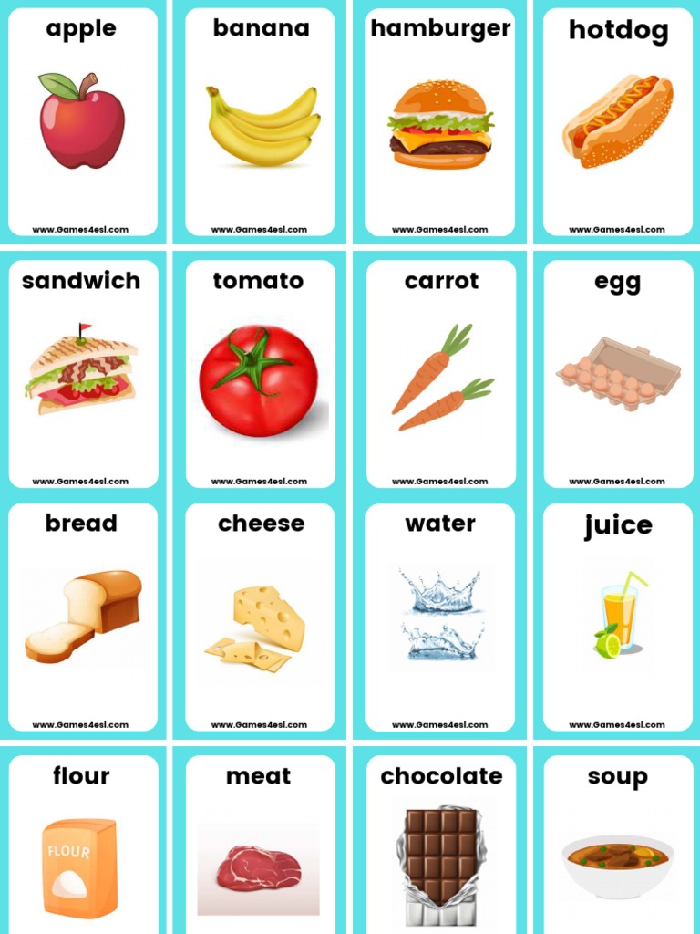 Countable and Uncountable Nouns Food Student Cards | PDF