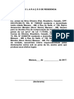 D E C L a R a Ç Ã O D E R E S I D Ê N C I a Jepherson Correa de Oliveira