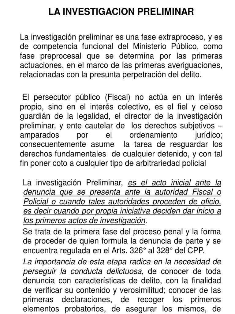 La Investigacion Preliminar | PDF | Policía | Fiscal