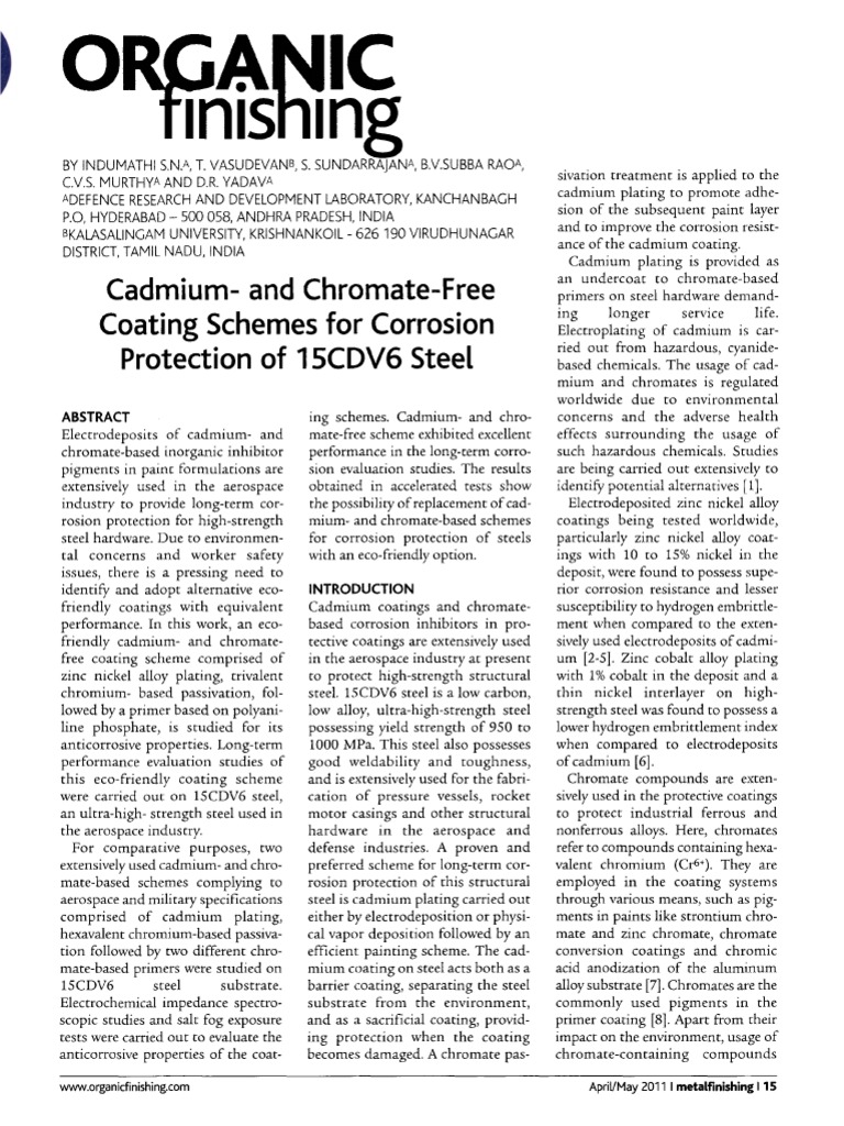 2 Cadmium and ChromateFree Coating Schemes For Cor PDF