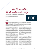 A Path To Renewal in Work and Leadership: Making The Case For Inner Transformation and Prophetic Imagination