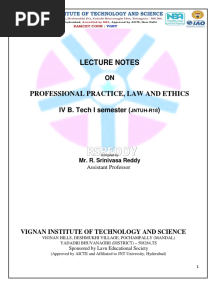 Professional Practice Law and Ethics - 1st Unit Lecture Notes