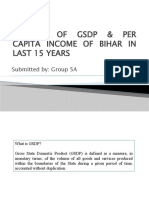 Growth of Bihar's GSDP and per capita income over 15 years