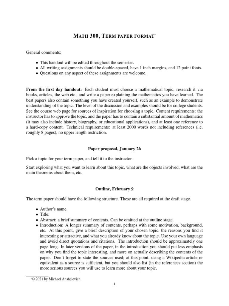 Term Paper Format | PDF | Theorem | Mathematics