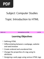 CBSE - VI - Computer Studies - Introduction To HTML