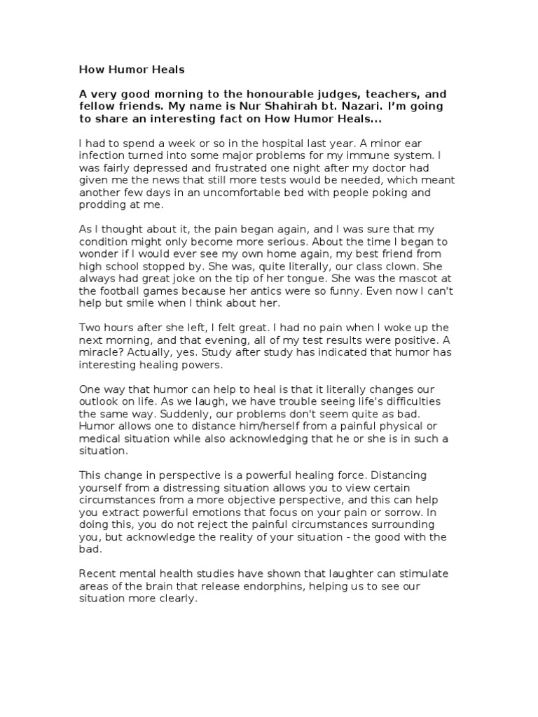 The Healing Power of Humor | PDF | Humour | Laughter
