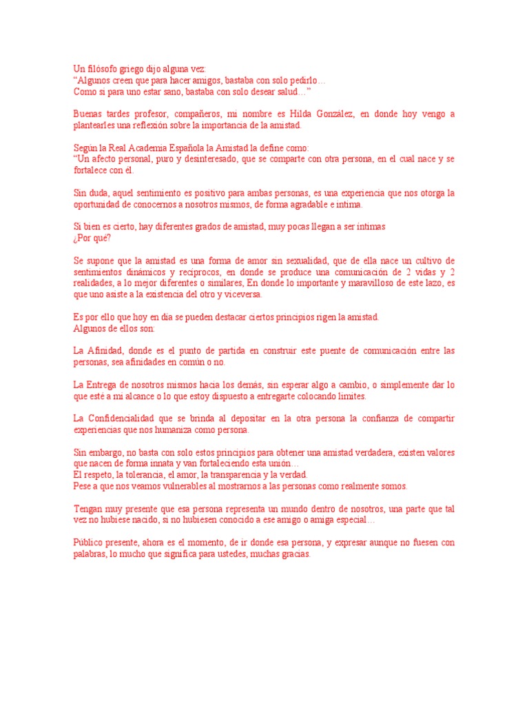 Discurso Amistad