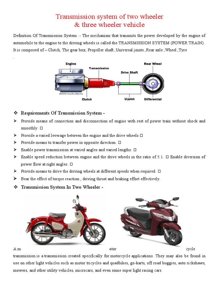 Understanding the Transmission System of TwoWheelers and Three