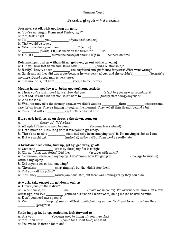 Understanding Phrasal Verbs in Context | PDF | Airport