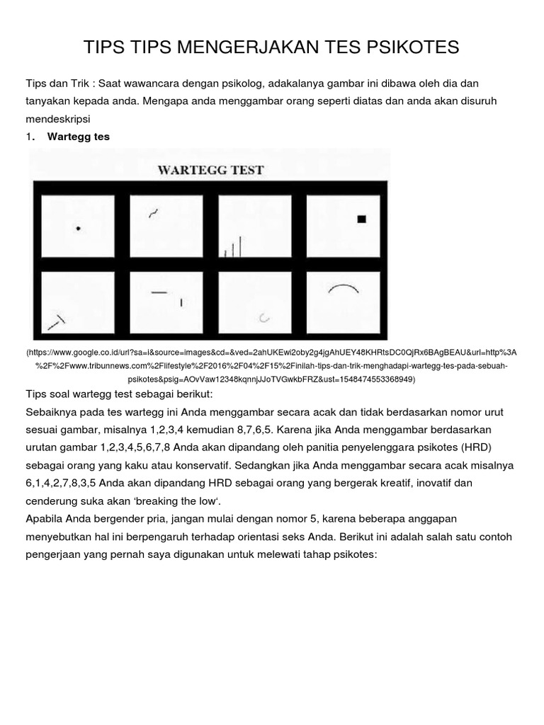 Tips Tips Mengerjakan Tes Psikotes Pdf