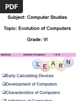 VI - Computer Studies - Evolution of Computers