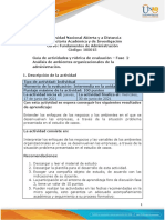 Guía de actividades y rúbrica de evaluación –Unidad 1- Fase 2 – Análisis de ambientes organizacionales de la administración