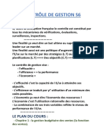 Contrôle de Gestion S6: Le Plan Du Cours