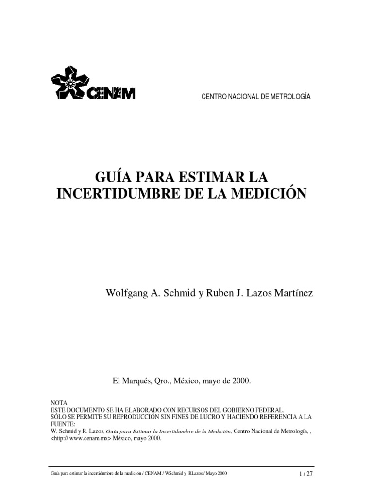 Estimación de Incertidumbre en Medición | PDF | Medición | Metrología